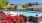 a swimming pool in a courtyard with lounge chairs